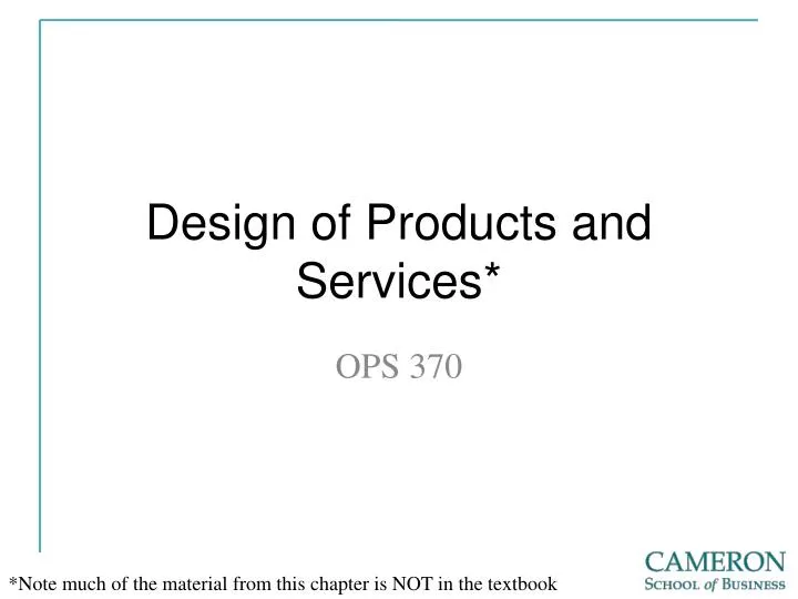 design of products and services