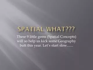 SPATIAL WHAT???
