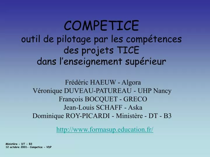 competice outil de pilotage par les comp tences des projets tice dans l enseignement sup rieur