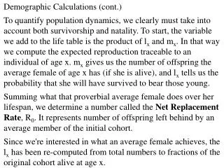 Demographic Calculations (cont.)