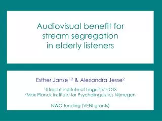 Audiovisual benefit for stream segregation in elderly listeners