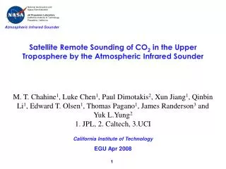 Satellite Remote Sounding of CO 2 in the Upper Troposphere by the Atmospheric Infrared Sounder