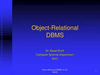 Object-Relational DBMS