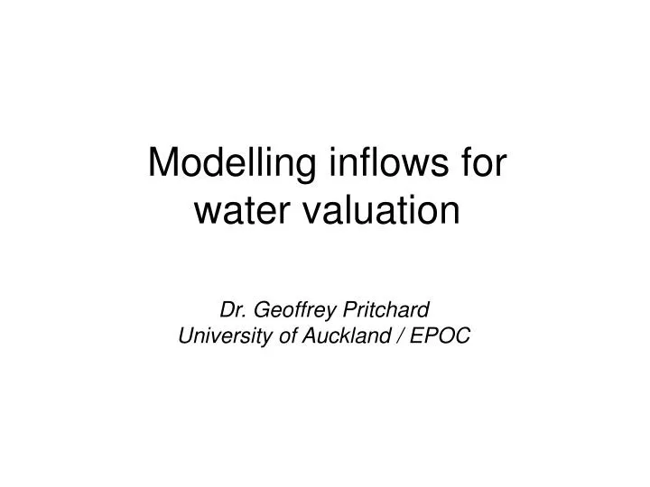 modelling inflows for water valuation