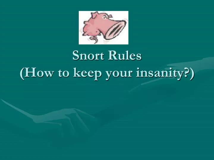 snort rules how to keep your insanity