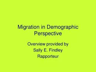 Migration in Demographic Perspective