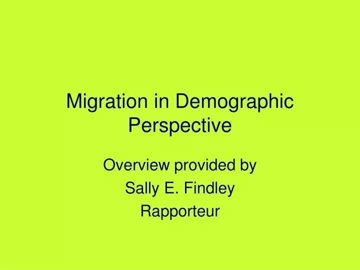 migration in demographic perspective
