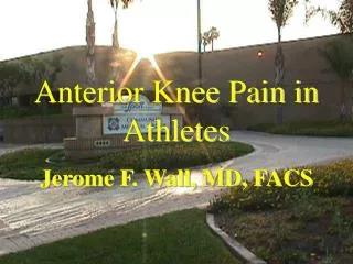 Anterior Knee Pain in Athletes