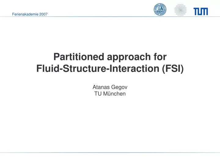 partitioned approach for fluid structure interaction fsi