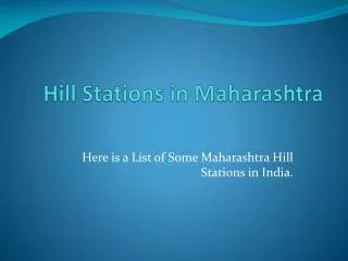 Hill stations in maharashtra