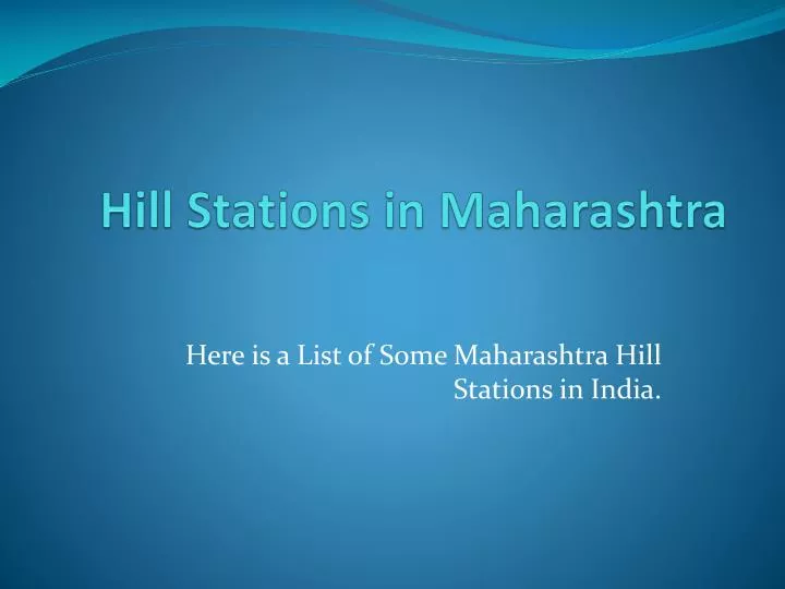 hill stations in maharashtra