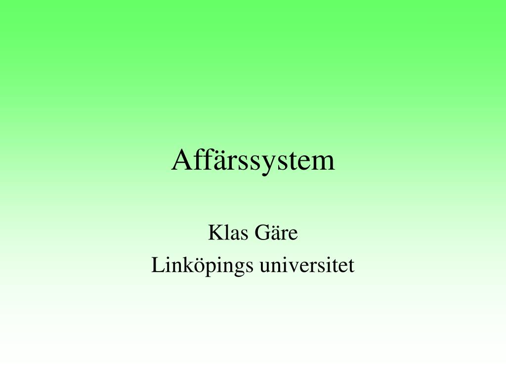 PPT - Affärssystem PowerPoint Presentation, free download - ID:5711331