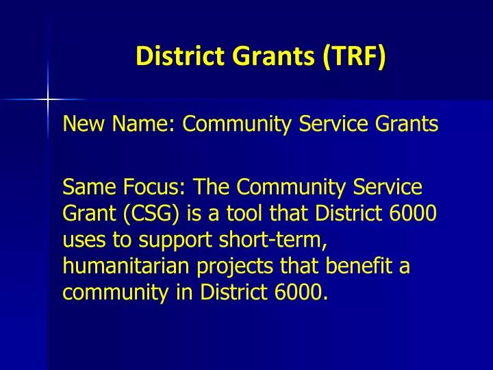 district grants trf