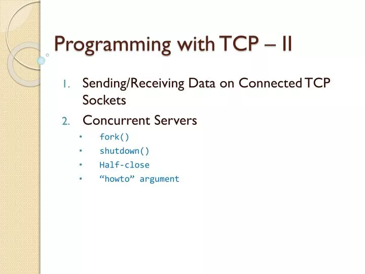programming with tcp ii
