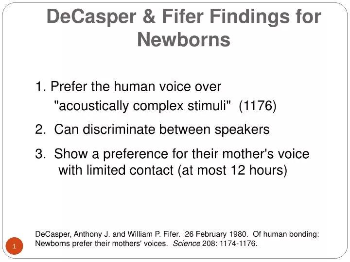 decasper fifer findings for newborns