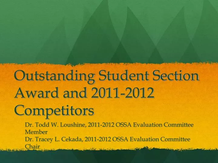 outstanding student section award and 2011 2012 competitors
