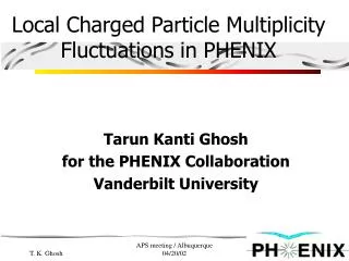 Local Charged Particle Multiplicity Fluctuations in PHENIX