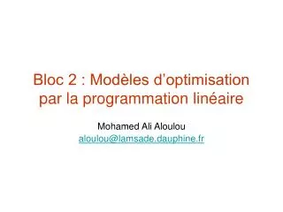 bloc 2 mod les d optimisation par la programmation lin aire
