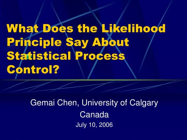 what does the likelihood principle say about statistical process control