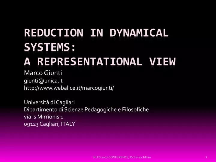 reduction in dynamical systems a representational view