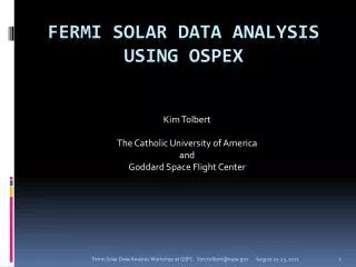 Fermi SOLAR Data Analysis Using OSPEX