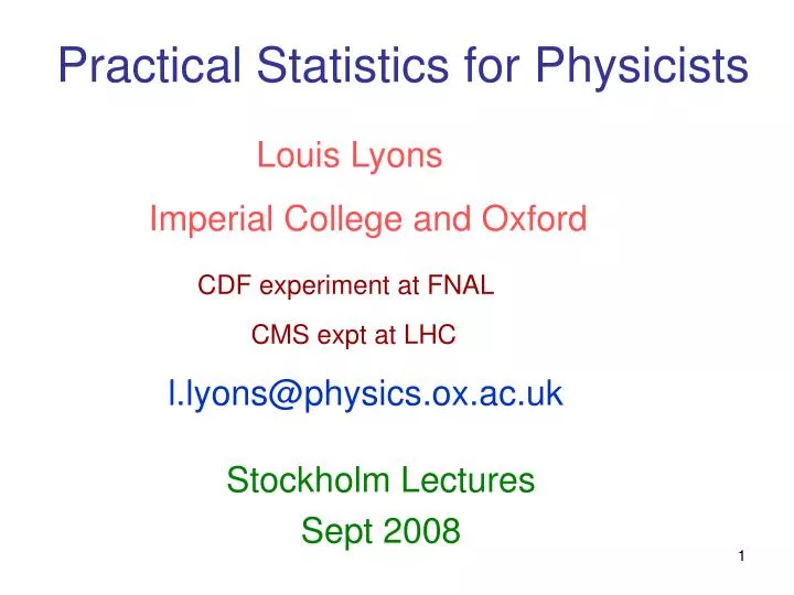 practical statistics for physicists