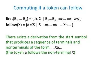 Computing if a token can follow