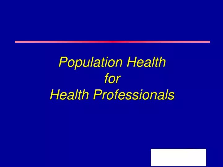 population health for health professionals