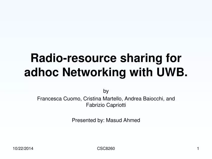 radio resource sharing for adhoc networking with uwb