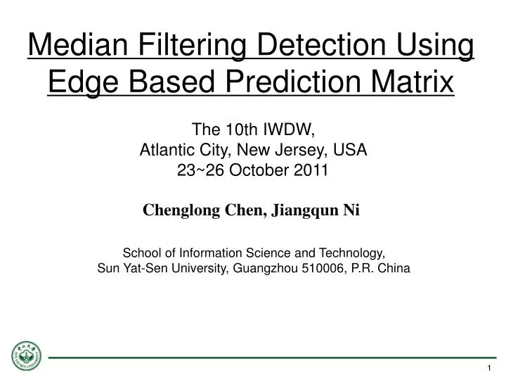 median filtering detection using edge based prediction matrix