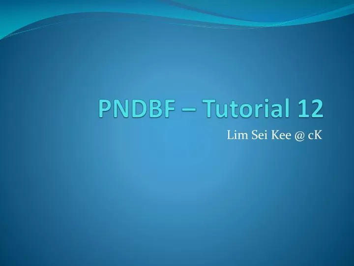 pndbf tutorial 12