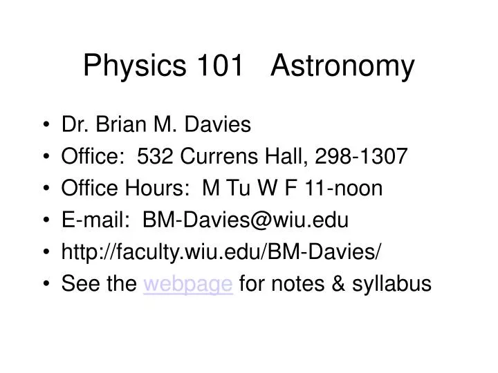 physics 101 astronomy