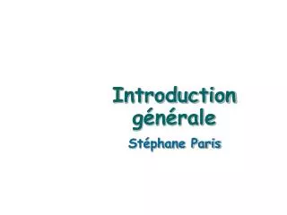 introduction g n rale