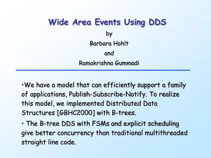 wide area events using dds