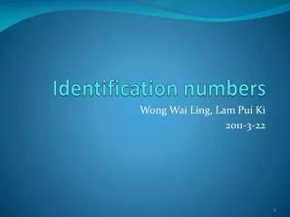 Identification numbers