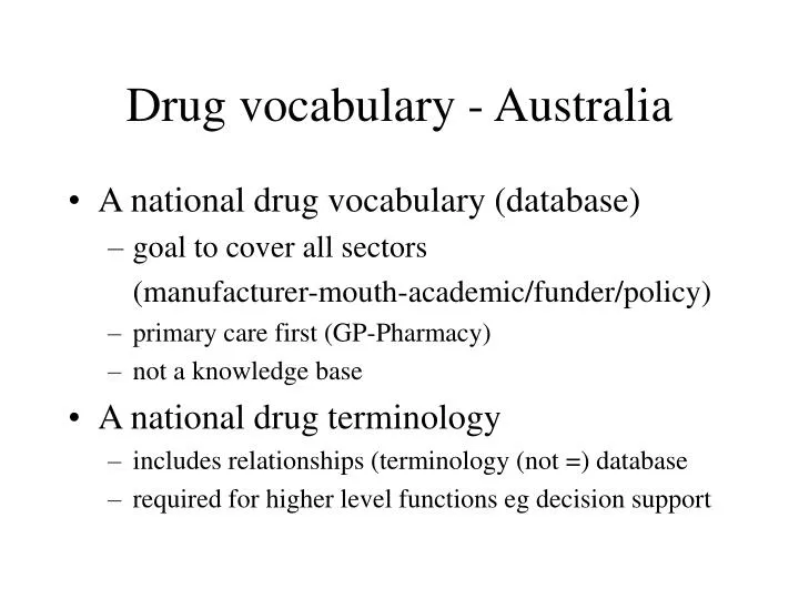 drug vocabulary australia