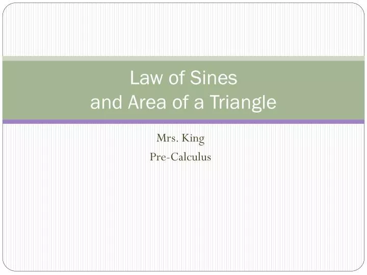 law of sines and area of a triangle