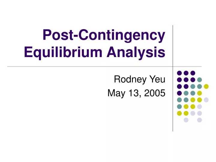 post contingency equilibrium analysis