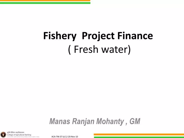 fishery project finance fresh water