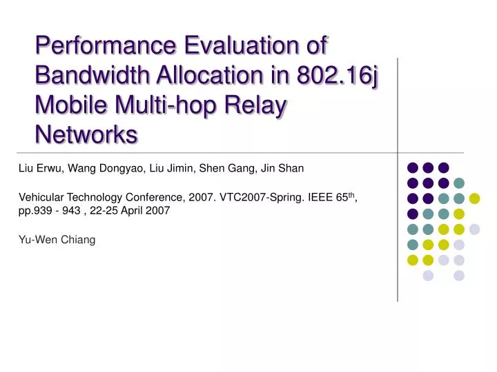 performance evaluation of bandwidth allocation in 802 16j mobile multi hop relay networks