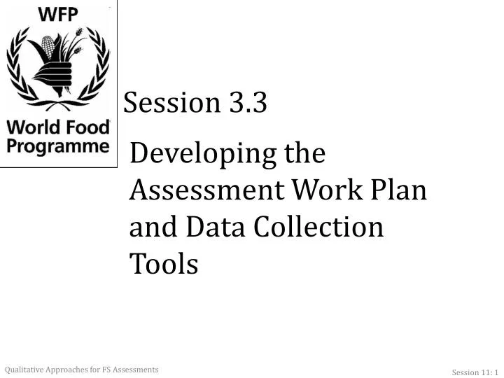 developing the assessment work plan and data collection tools