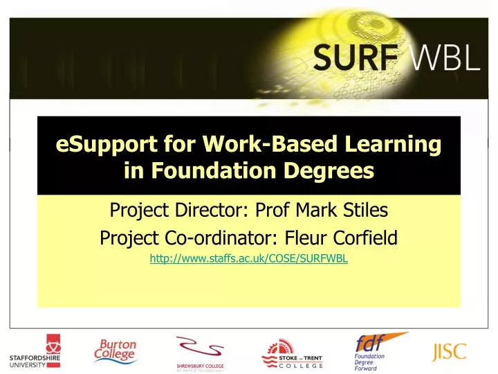 esupport for work based learning in foundation degrees