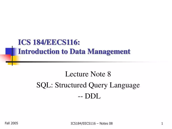 ics 184 eecs116 introduction to data management