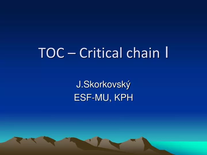 toc critical chain i