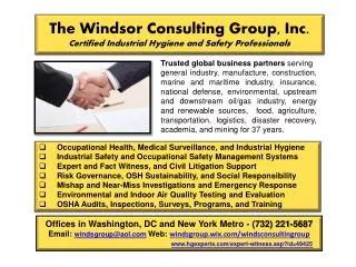 The Windsor Consulting Group, Inc. Certified Industrial Hygiene and Safety Professionals