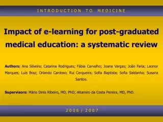 Impact of e-learning for post-graduated medical education: a systematic review