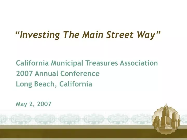 investing the main street way