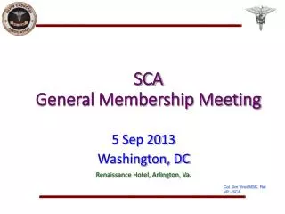 SCA General Membership Meeting