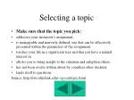 Selecting a topic