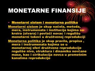monetarne finansije